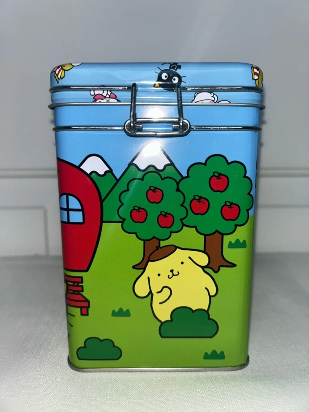 Hello Kitty & Friends Sanrio Tin Canister - Blue, Green & Red Character Print